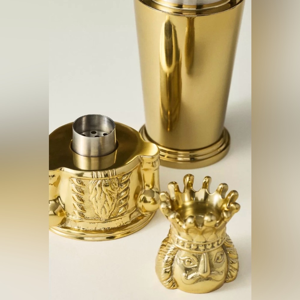Anthropologie Nutcracker Cocktail Shaker New York City Ballet Gold Barware 28 oz - Picture 3 of 6